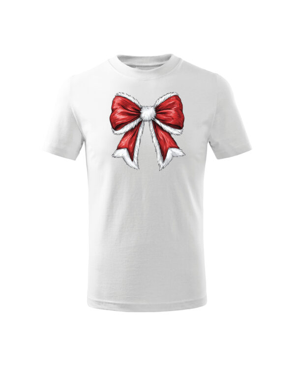 TL TS UNI FIE PRI 0764 A KIDS Świąteczna Koszulka Dziecięca “Czerwona Kokarda Mikołaja”