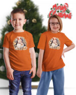 TL TS UNI FIE PRI 0772 A KIDS Świąteczna Koszulka Dziecięca “Bałwanek w Świątecznej Girlandzie”