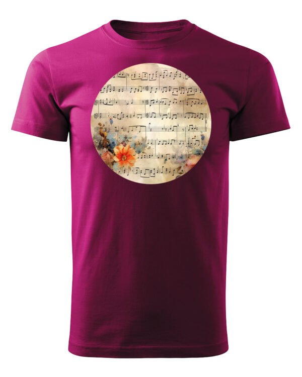Koszulka Muzyczna harmonia <br>Nuty i kwiaty - Unisex, dla niej