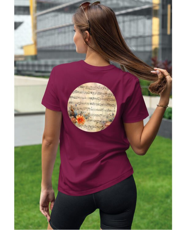 Koszulka Muzyczna harmonia <br>Nuty i kwiaty - Unisex, dla niej