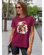 Koszulka Egzotyczny Urok Natury <br>Papuga w Kwiatowym Otoczeniu - Unisex, dla niej