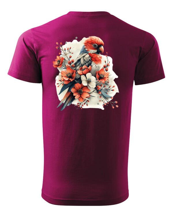 Koszulka Egzotyczny Urok Natury <br>Papuga w Kwiatowym Otoczeniu - Unisex, dla niego