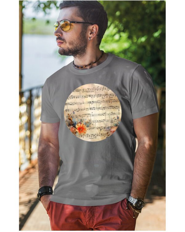 Koszulka Muzyczna harmonia <br>Nuty i kwiaty - Unisex, dla niego