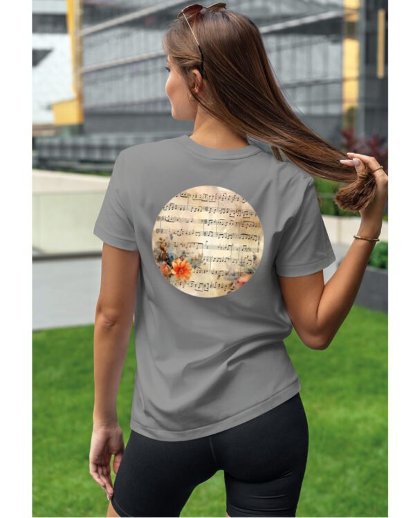 Koszulka Muzyczna harmonia <br>Nuty i kwiaty - Unisex, dla niej