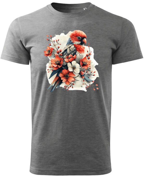 Koszulka Egzotyczny Urok Natury <br>Papuga w Kwiatowym Otoczeniu - Unisex, dla niego