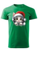 Świąteczna Koszulka “Kotek Święty Mikołaj”  – Unisex