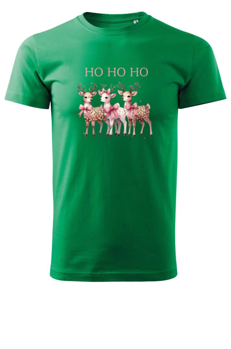 Świąteczna Koszulka “Ho Ho Ho – Renifery z Kokardami” – Unisex