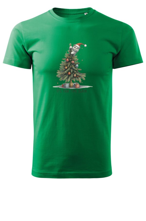 Świąteczna Koszulka “It’s That Time Again – Kot na Choince” – Unisex