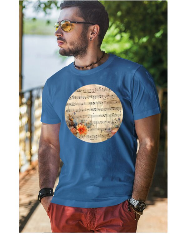 Koszulka Muzyczna harmonia <br>Nuty i kwiaty - Unisex, dla niego