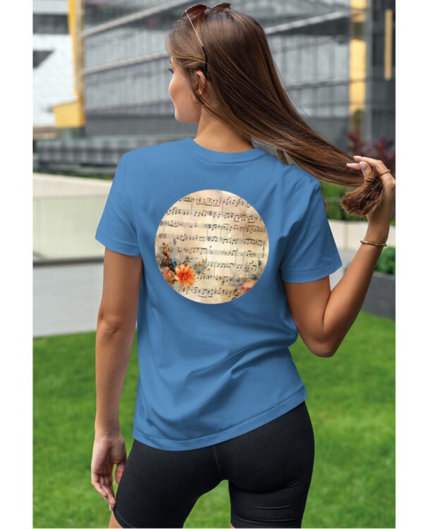 Koszulka Muzyczna harmonia <br>Nuty i kwiaty - Unisex, dla niej