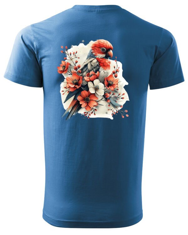 Koszulka Egzotyczny Urok Natury <br>Papuga w Kwiatowym Otoczeniu - Unisex, dla niego