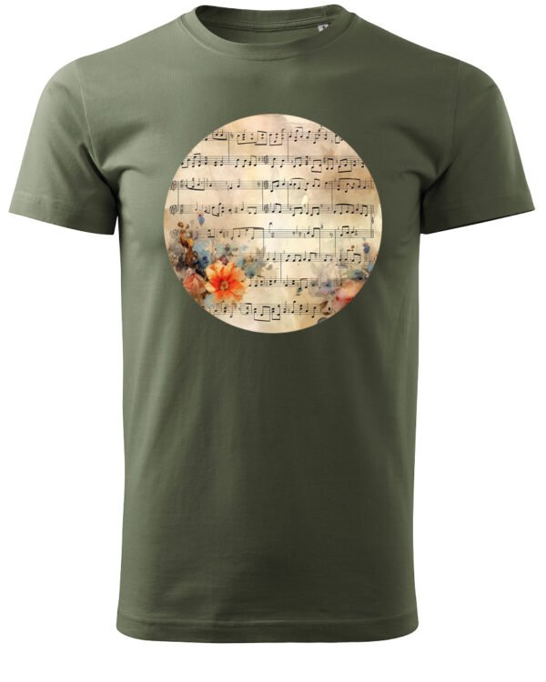Koszulka Muzyczna harmonia <br>Nuty i kwiaty - Unisex, dla niej