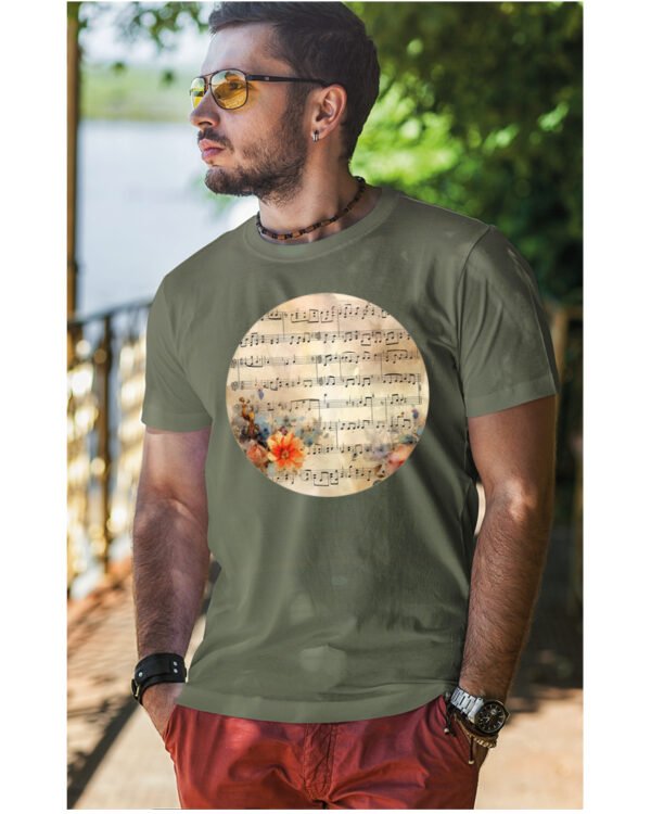Koszulka Muzyczna harmonia <br>Nuty i kwiaty - Unisex, dla niego
