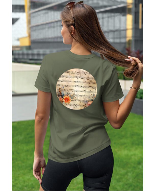 Koszulka Muzyczna harmonia <br>Nuty i kwiaty - Unisex, dla niej