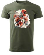 Koszulka Egzotyczny Urok Natury <br>Papuga w Kwiatowym Otoczeniu - Unisex, dla niego