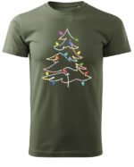 Świąteczna Koszulka “Choinka z Kolorowych Lampek”  – Unisex