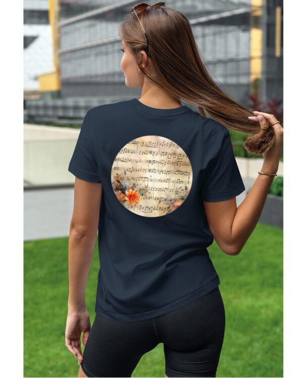 Koszulka Muzyczna harmonia <br>Nuty i kwiaty - Unisex, dla niej