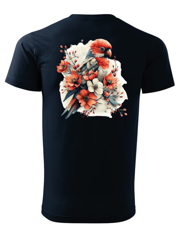 Koszulka Egzotyczny Urok Natury <br>Papuga w Kwiatowym Otoczeniu - Unisex, dla niego