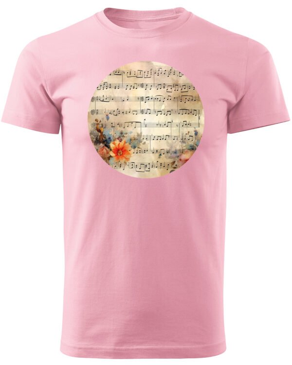 Koszulka Muzyczna harmonia <br>Nuty i kwiaty - Unisex, dla niej