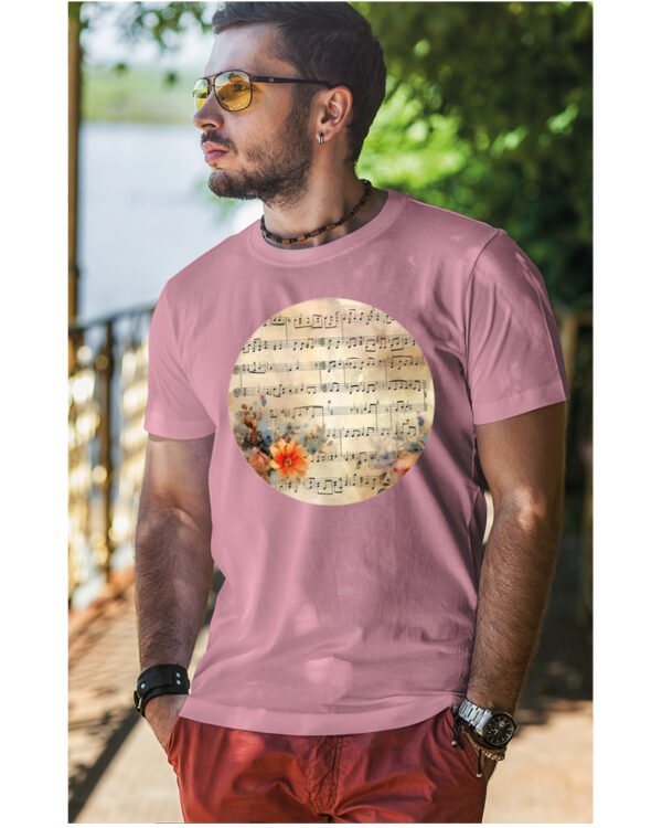 Koszulka Muzyczna harmonia <br>Nuty i kwiaty - Unisex, dla niego