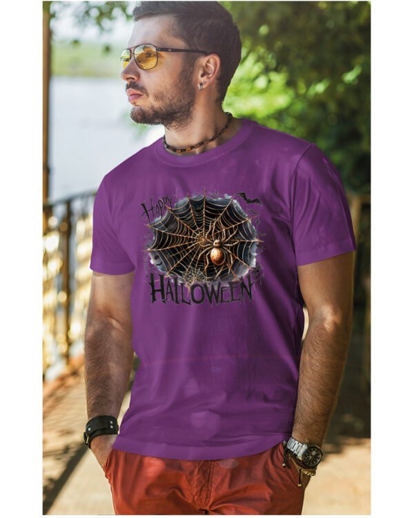 Halloweenowa Koszulka Unisex "Pajęczyna z Pająkiem" – Wybierz Kolor!