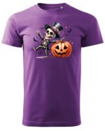 Halloweenowa Koszulka Unisex "Szkieletor i Dynia" – Wybierz Kolor!
