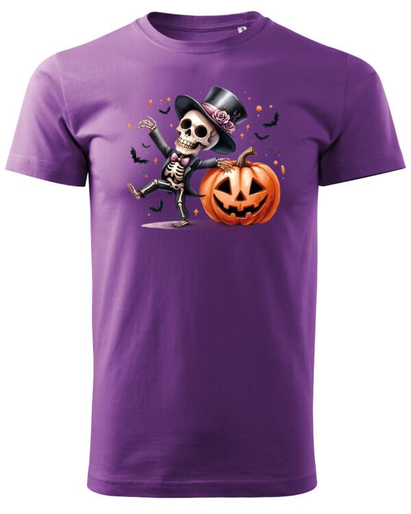 Halloweenowa Koszulka Unisex "Szkieletor i Dynia" – Wybierz Kolor!