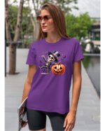 Halloweenowa Koszulka Unisex "Szkieletor i Dynia" – Wybierz Kolor!