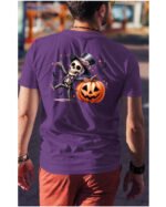 Halloweenowa Koszulka Unisex "Szkieletor i Dynia" – Wybierz Kolor!