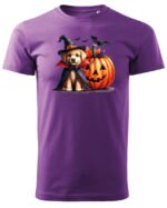Halloweenowa Koszulka Unisex "Piesek Czarodziej i Dynia" – Wybierz Kolor!