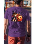 Halloweenowa Koszulka Unisex "Piesek Czarodziej i Dynia" – Wybierz Kolor!