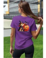Halloweenowa Koszulka Unisex "Piesek Czarodziej i Dynia" – Wybierz Kolor!