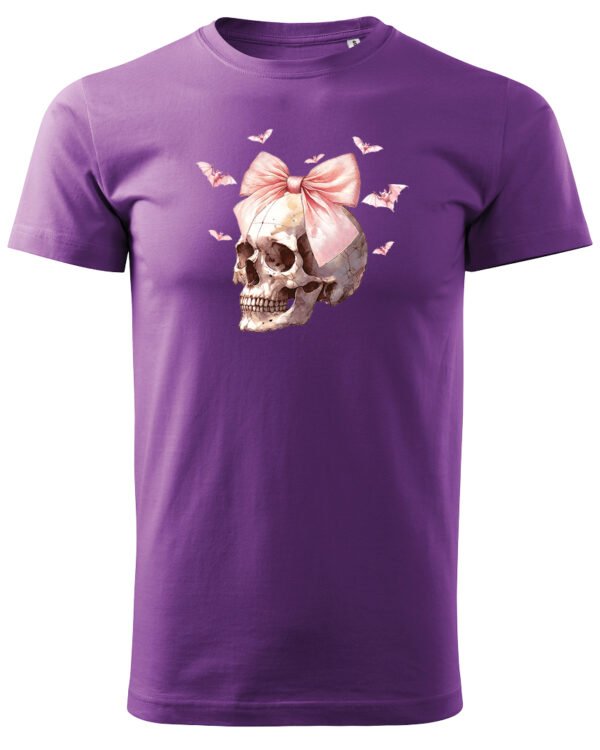Halloweenowa Koszulka Unisex "Skull with Pink Bow" – Wybierz Kolor!