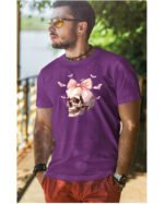 Halloweenowa Koszulka Unisex "Skull with Pink Bow" – Wybierz Kolor!