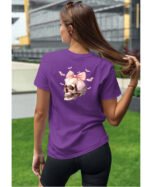 Halloweenowa Koszulka Unisex "Skull with Pink Bow" – Wybierz Kolor!