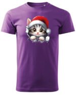 Świąteczna Koszulka “Kotek Święty Mikołaj”  – Unisex