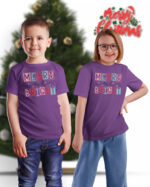 TL TS UNI PUR PRI 0752 A KIDS Świąteczna Koszulka Dziecięca “Merry and Bright”