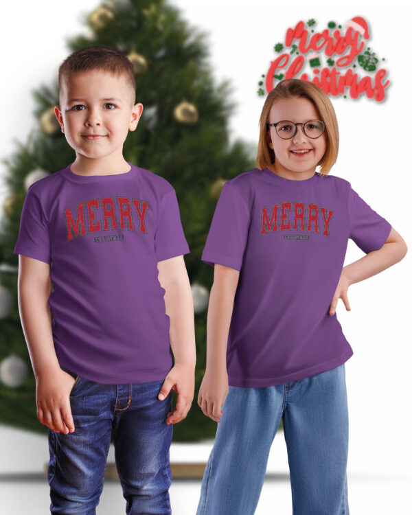 TL TS UNI PUR PRI 0757 A KIDS Świąteczna Koszulka Dziecięca “Merry Christmas”