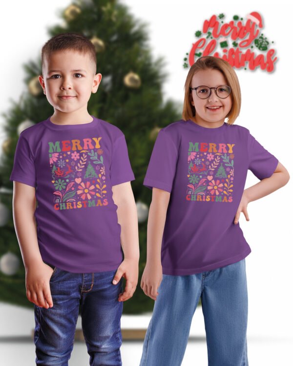 Świąteczna Koszulka Dziecięca “Kwiatowa Merry Christmas”