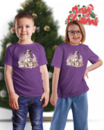 TL TS UNI PUR PRI 0771 A KIDS Świąteczna Koszulka Dziecięca “Bałwanek i Prezenty”