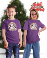 TL TS UNI PUR PRI 0772 A KIDS Świąteczna Koszulka Dziecięca “Bałwanek w Świątecznej Girlandzie”