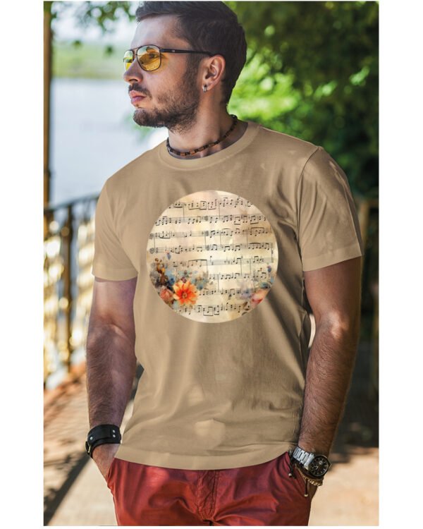 Koszulka Muzyczna harmonia <br>Nuty i kwiaty - Unisex, dla niego
