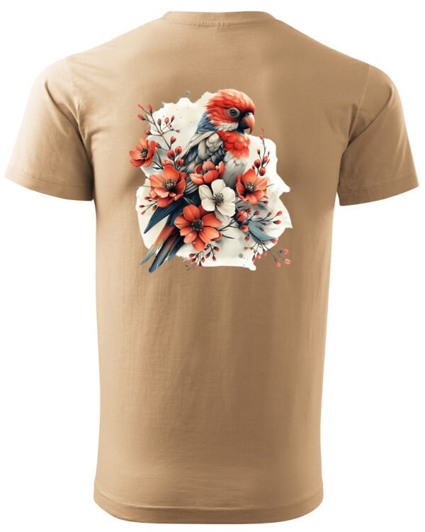 Koszulka Egzotyczny Urok Natury <br>Papuga w Kwiatowym Otoczeniu - Unisex, dla niego