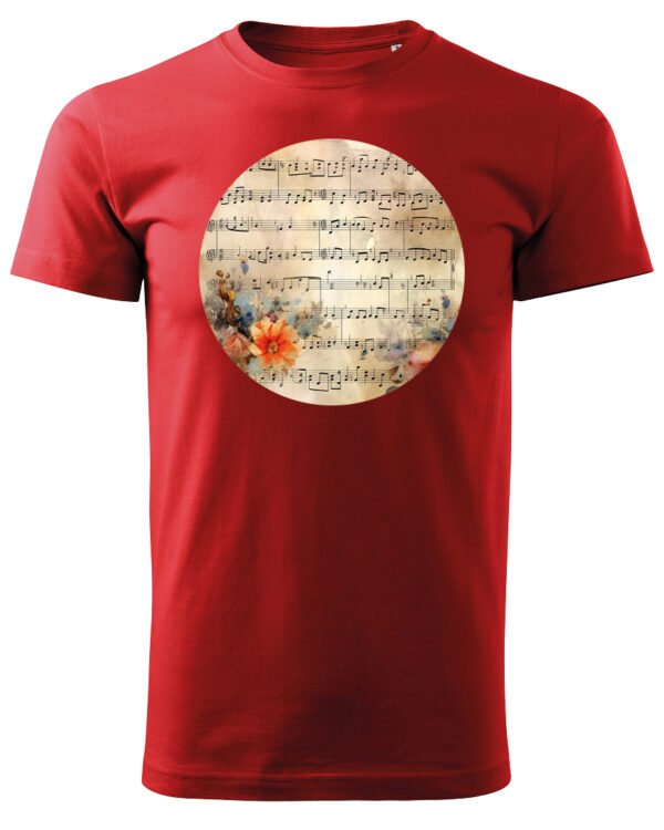 Koszulka Muzyczna harmonia <br>Nuty i kwiaty - Unisex, dla niej