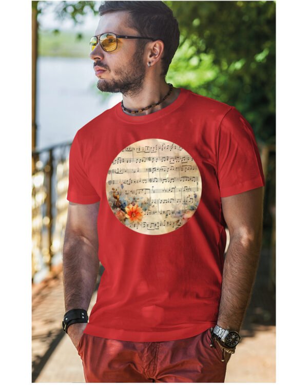 Koszulka Muzyczna harmonia <br>Nuty i kwiaty - Unisex, dla niego