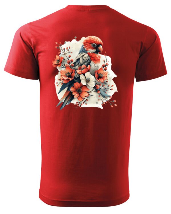 Koszulka Egzotyczny Urok Natury <br>Papuga w Kwiatowym Otoczeniu - Unisex, dla niego