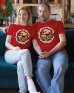 Świąteczna Koszulka “Dinozaur Święty Mikołaj”  – Unisex