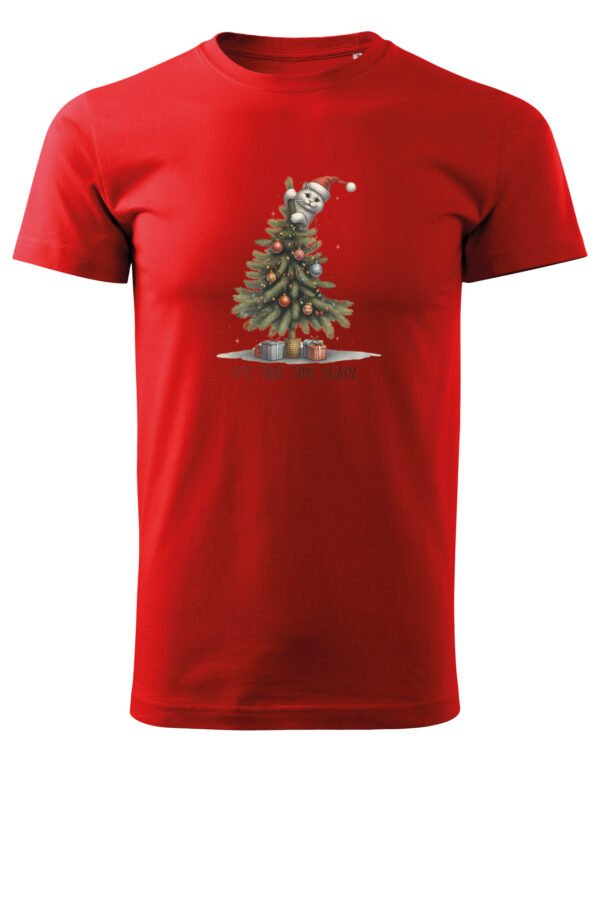Świąteczna Koszulka “It’s That Time Again – Kot na Choince” – Unisex