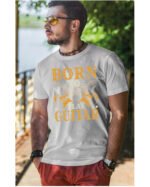 Koszulka Muzyczne serce „Born to play guitar” – Unisex