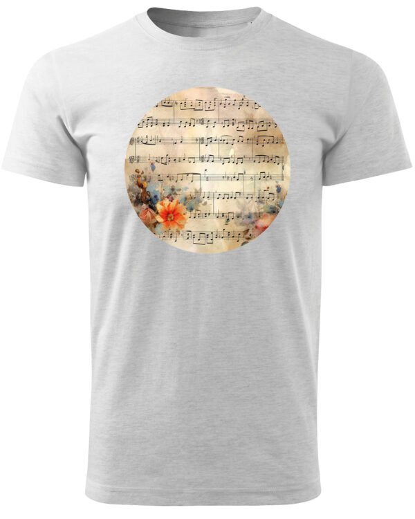 Koszulka Muzyczna harmonia <br>Nuty i kwiaty - Unisex, dla niej